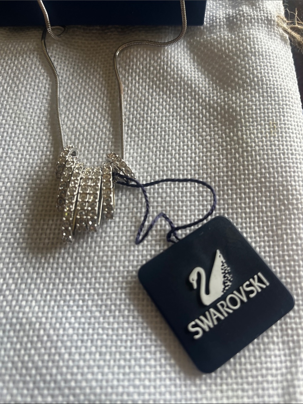Swarovski Silver Crystal Multi-Ring Pendant Necklace - Picture 4 of 5